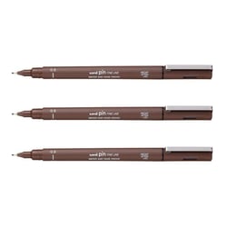 Lot de 3 feutres techniques permanents pointe calibrée 0,5 mm - UNI-BALL - Sépia