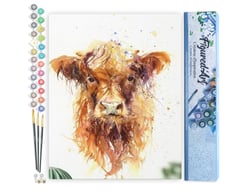 Peinture par Numéro Figured'Art - Vache marron aux poils longs - Kit de Loisir Créatif DIY Numéro d'Art Complet - 40x50cm sans châssis en bois