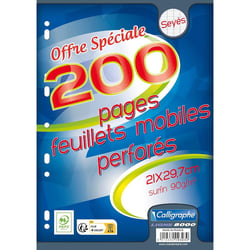 Copies simples - Grands carreaux - Perforées - A4 - Paquet de 200 - Clairefontaine