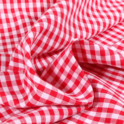 Tissu Rayures Petits carreaux 5 mm Rouge