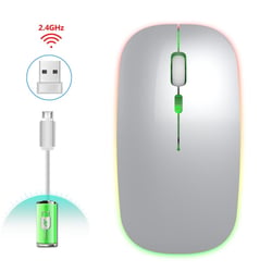 Souris Sans Fil Silencieuse 2.4G Haute Résolution Design Élégant Rechargeable Argent YONIS