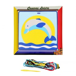 Kit canevas Dauphin sauteur 15 x 15 cm gros trous