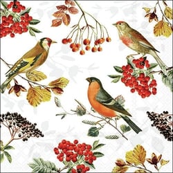 Lot de 4 serviettes en papier découpage collage 33 cm OISEAU AUTOMNE O 101