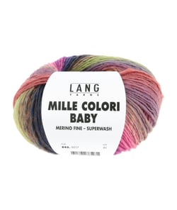Pelote à tricoter MILLE COLORI BABY – Lang Yarns - 100% laine mérinos extrafine aux mille nuances colorées 0217 - Hot Pink / Purple / Dusty Pink