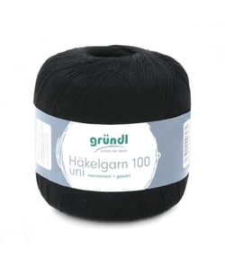 HAKELGARN 100 fil coton à crocheter - Grundl - certifié Oeko-Tex 129 Noir