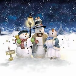 4 serviettes en papier découpage collage 33 cm CHANT BONHOMME DE NEIGE N 100