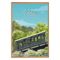 Tableau mural encadré illustration funiculaire de Pau 65x97 cm