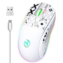 Souris Gaming Sans Fil RGB Rechargeable 3 Modes Haute Précision 3600 DPI Blanc YONIS
