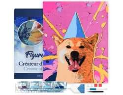 Diamond Painting Broderie Diamant Figured’Art 40x50cm toile tendue sur châssis en bois - diamants carrés - Chien souriant pop art