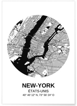 Affiche Carte New York | A3 : 29,7x42cm