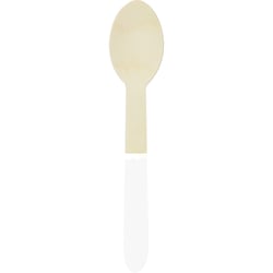 8 Cuillères en Bois Blanc/Or