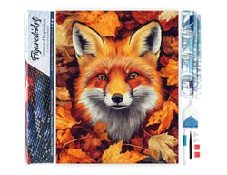 Diamond Painting Broderie Diamant Figured’Art 40x50cm toile entière roulée avec diamants carrés - Renard dans les feuilles d'Automne