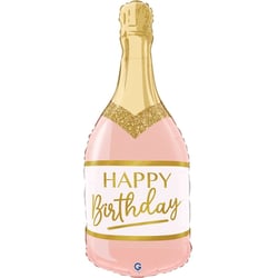 Ballon Aluminium Hélium Géant - Bouteille d'Anniversaire Rose 80 cm