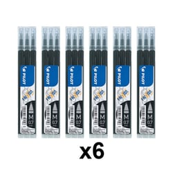 Lot de 6 étui de 3 recharges FriXion pointe moyenne 0,7mm noir Pilot