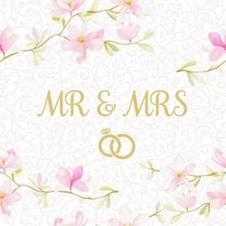 Lot de 4 serviettes en papier découpage collage 33 cm MARIAGE ALLIANCE D 100 EC