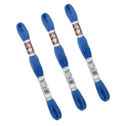 Lot de 3 échevettes 10m DMC Fil retors mat canevas tapisserie 100% coton bleu 2122