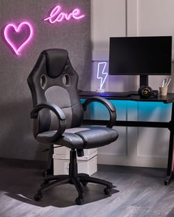 Siège de gaming Cuir PU Gris clair FIGHTER - Beliani