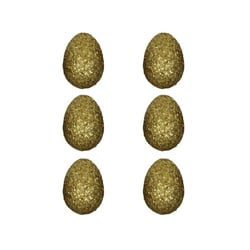 Oeuf en polystyrène pailleté doré Haut. 6cm 6 pièces