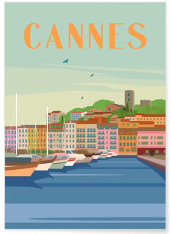 Affiche ville Cannes | A3 : 29,7x42cm
