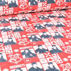 Tissu Coton imprimé   Sorcier sur fond Rouge