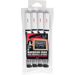 Lot de 4 marqueurs craies Uni Chalk pointe conique coloris blanc