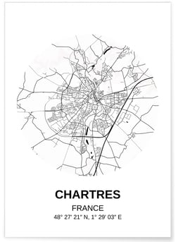 Affiche Carte Chartres | A3 : 29,7x42cm