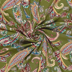Tissu Jersey Viscose digital cachemire Bohème sur fond Vert olive