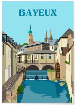 Affiche ville Bayeux | A3 : 29,7x42cm