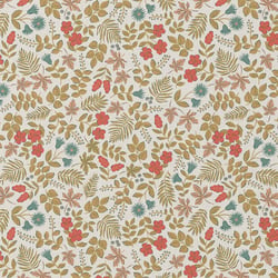 Tissu Coton imprimé Arty Sho fleuris sur fond Blanc cassé