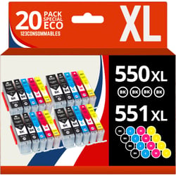 123CONSOMMABLES - PGI550/CLI551 XL - Cartouches Encre Compatible avec Canon 550 551 pour Pixma MX925 iP7200 iP7250 MG5650 MG7550 MG6350 MG6650 MX725 MX920 (8 Noir / 4 Cyan / 4 Magenta / 4 Jaune) - 123CONSOMMABLES