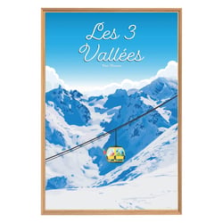 Tableau mural encadré illustration téléphérique Val Thorens 65x97 cm
