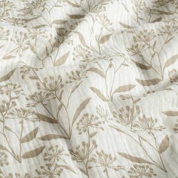 Tissu Double gaze de Coton fleurs sauvages sur fond Blanc cassé
