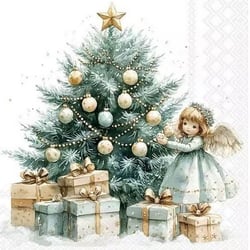 4 serviettes en papier découpage collage 33 cm SAPIN ANGE NOEL N 501