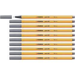 Lot de 10 stylos-feutres pointe fine 0,4 mm - STABILO - Point 88 - Gris foncé