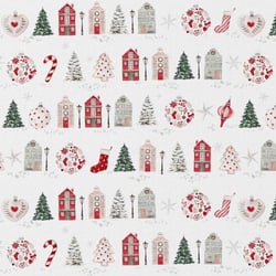 Tissu Coton imprimé Digital Arty Anvers Noël sur fond Blanc