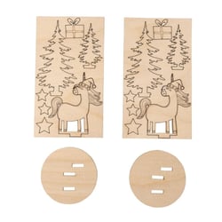 Déco de Noël en bois Licorne d'hiver 2 pièces