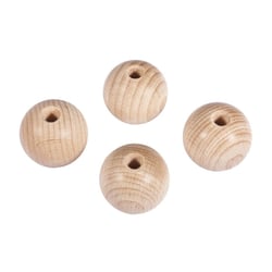 Boules en bois brut, percées, 30mm, forage 6mm, 4pces