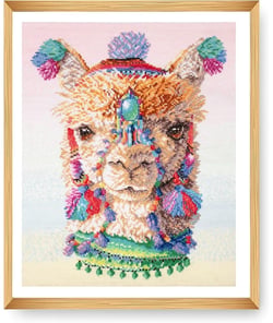 Kit de Point de Croix Imprimé Alpagas 40x48,5 cm – Trimits - Kit Broderie Extra-Large Idéal pour les Passionnés Alpaga
