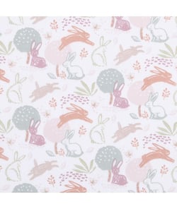 Tissu coton enfant lièvre et lapin de 150 cm de largeur Blanc vendu par 50 cm