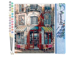 Peinture par Numéro Figured'Art - Le petit Bistro Vintage - Kit de Loisir Créatif DIY Numéro d'Art Complet - 40x50cm sans châssis en bois