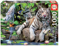 puzzle 1000 pieces tigres blancs du bengale - Educa Borras - Rouge