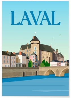 Affiche ville Laval | A3 : 29,7x42cm