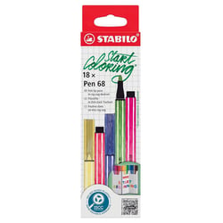Feutre de dessin STABILO Pen 68 - 18 couleurs - Pointe moyenne - Etui zig-zag