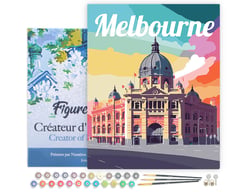 Peinture par Numéro Figured'Art avec Cadre - Affiche de voyage Melbourne - Kit de Loisir Créatif DIY Numéro d'Art Complet - 40x50cm toile tendue sur châssis