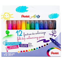 12 feutres de coloriage - Pour enfant - Pointe large - Lavable - Pentel Arts