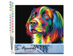 Peinture par Numéro Figured'Art - Chien Pop Art - Kit de Loisir Créatif DIY Numéro d'Art Complet - 40x50cm sans châssis en bois