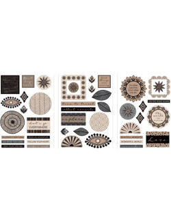 3 Feuilles de chipboards autocollants Boho ARTEMIO