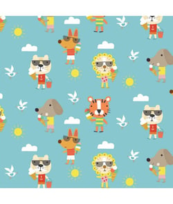 Tissu coton Dashwood Summer Fun animaux de 110 cm de largeur Bleu (52) vendu par 50 cm
