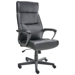 Fauteuil de Bureau Noir en Cuir PU avec Dossier Réglable et Pivotant Accoudoirs Style Traditionnel