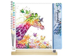 Peinture par Numéro Figured'Art - Girafe Colorée Moderne - Kit de Loisir Créatif DIY Numéro d'Art Complet - 40x50cm toile roulée + châssis en bois à monter